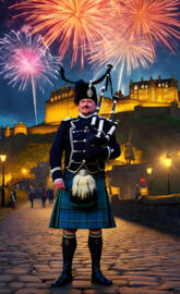 Scottish Bagpiper at New Year