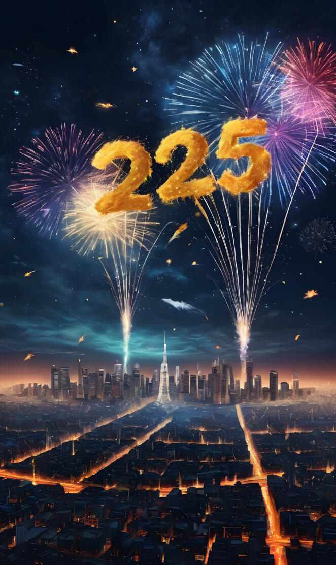 2025 fireworks in a city