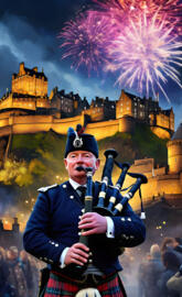 Scottish Bagpiper at New Year