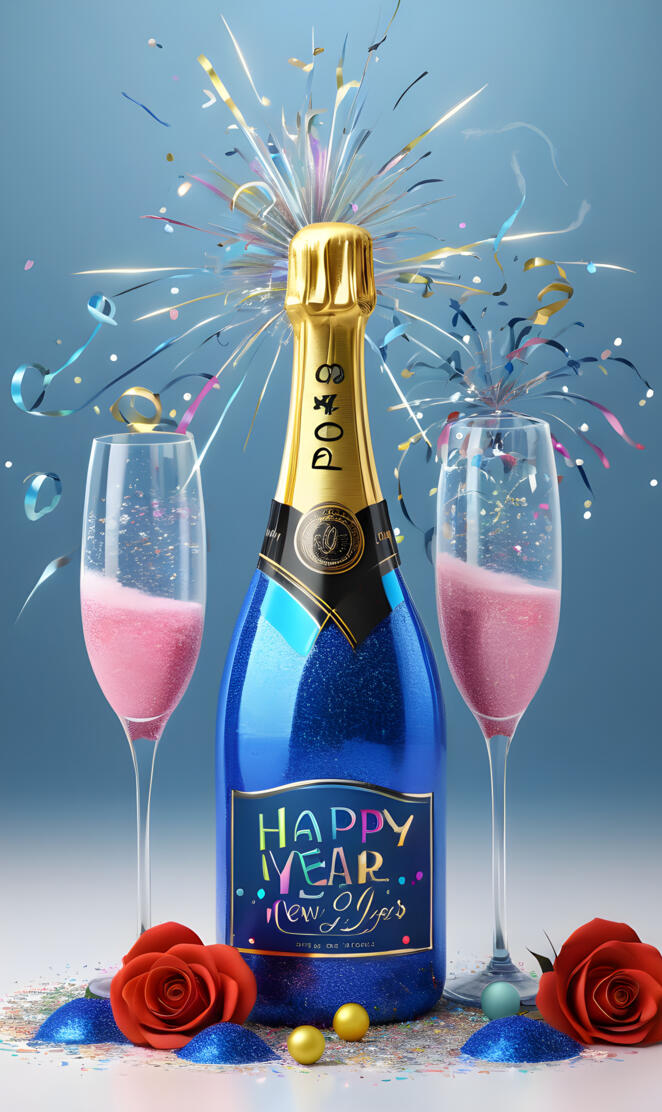 a bottle of champagne next to a couple of wine glasses