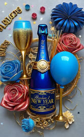 a bottle of wine and a couple of medals