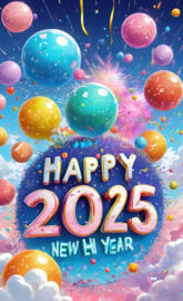 a poster with balloons