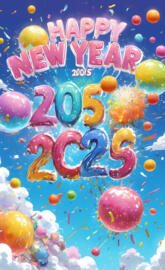 a poster with balloons and text