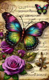 A Psychedelic Butterfly & a Purple Rose