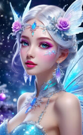 Eric van Straaten with flowers in her hair