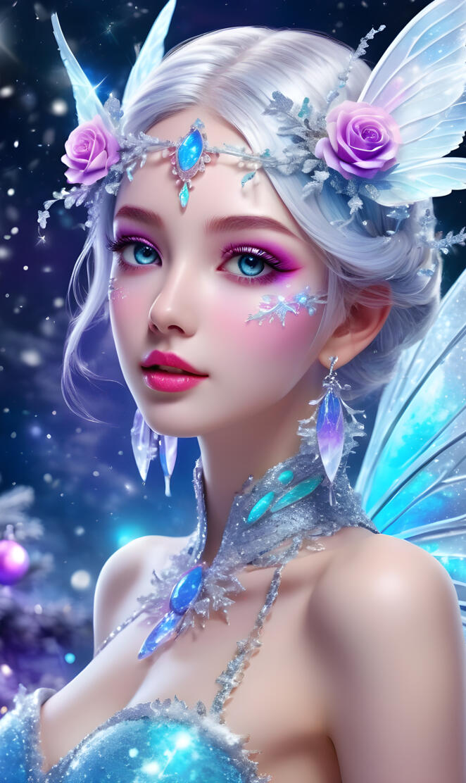 Eric van Straaten with flowers in her hair