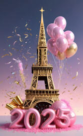 a tower with balloons in front of it