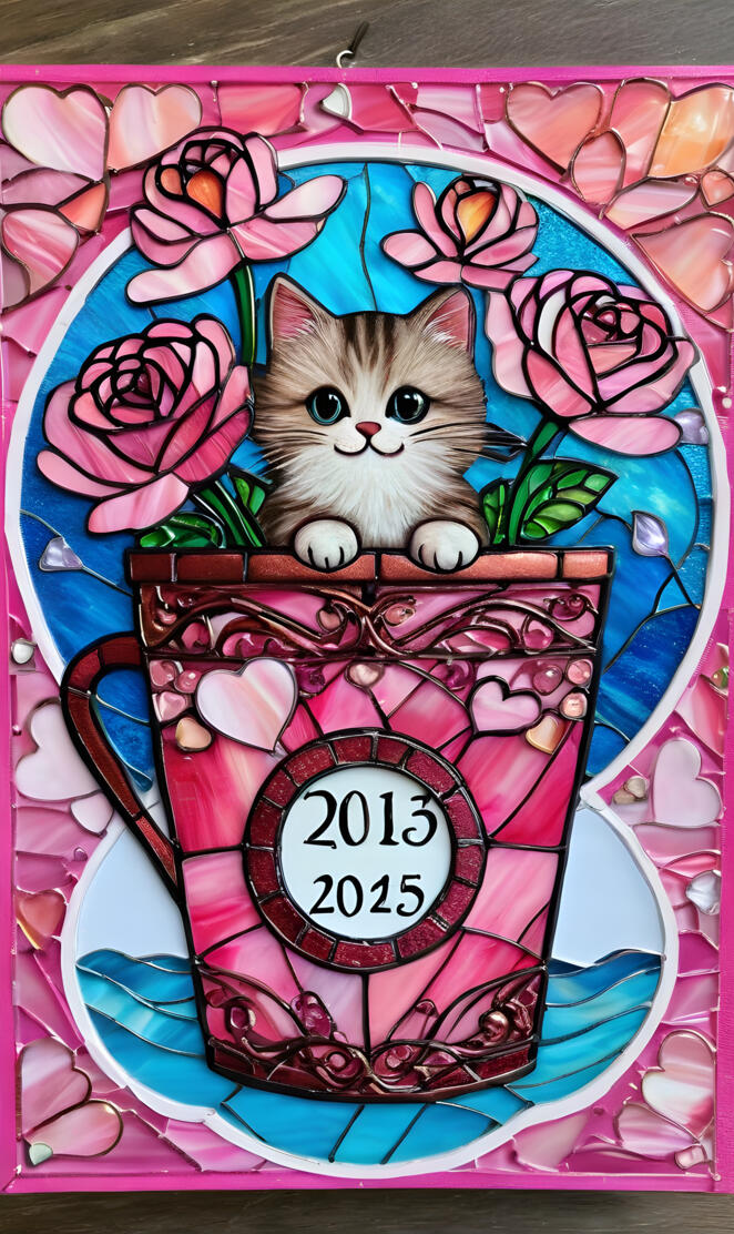 a cat in a heart shaped pillow