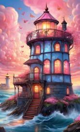 a building with a bridge and water