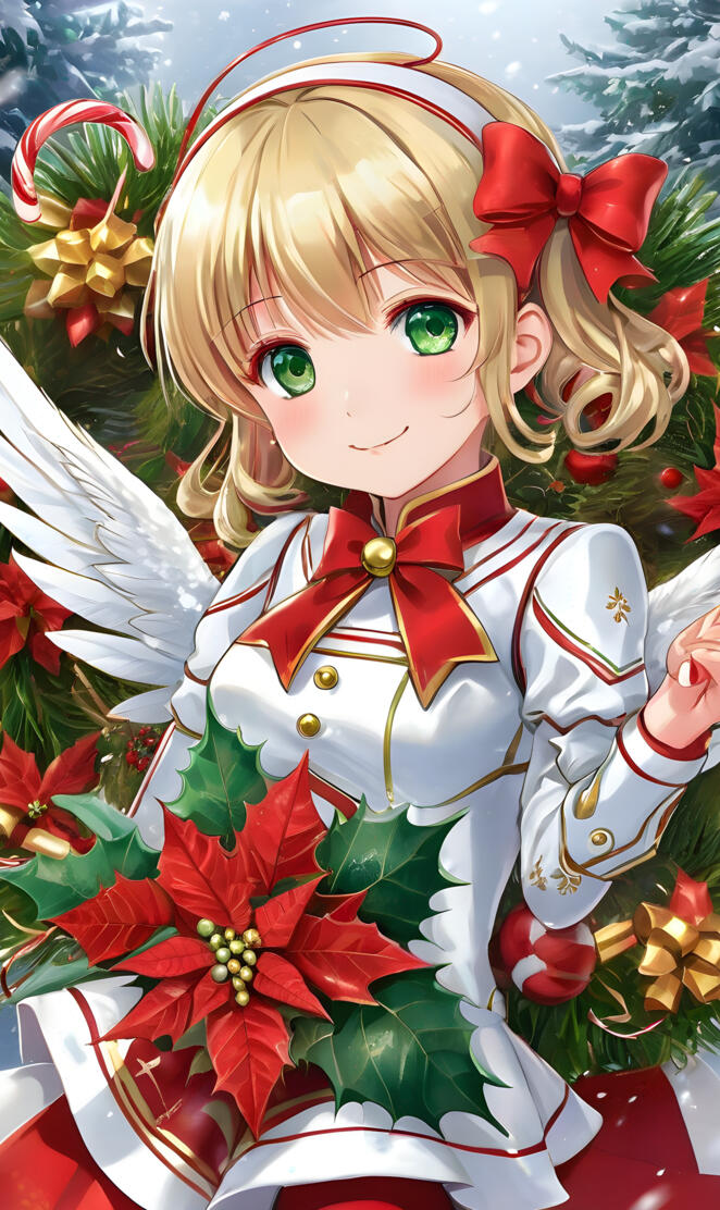 Poinsettia Girl with a Cute Smile