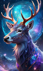 a deer with antlers in space