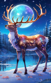 a deer with antlers in the snow