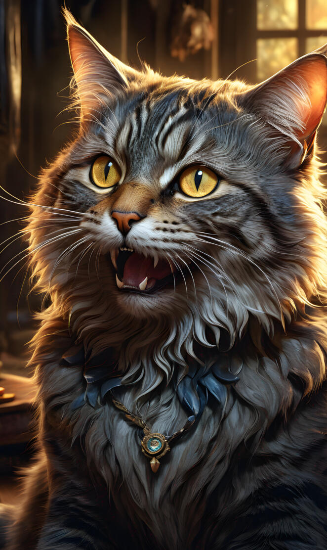 meowing cat award-winning insanely detailed beautifully lit
