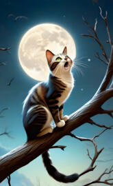 gato maullando a la luna