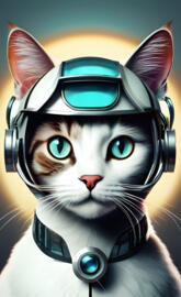 a cat wearing a virtual reality headset