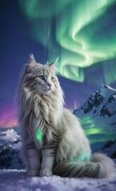 Envision a magnificent Norwegian Forest cat its luxuri.