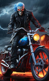 a person wearing a mask and riding a motorcycle