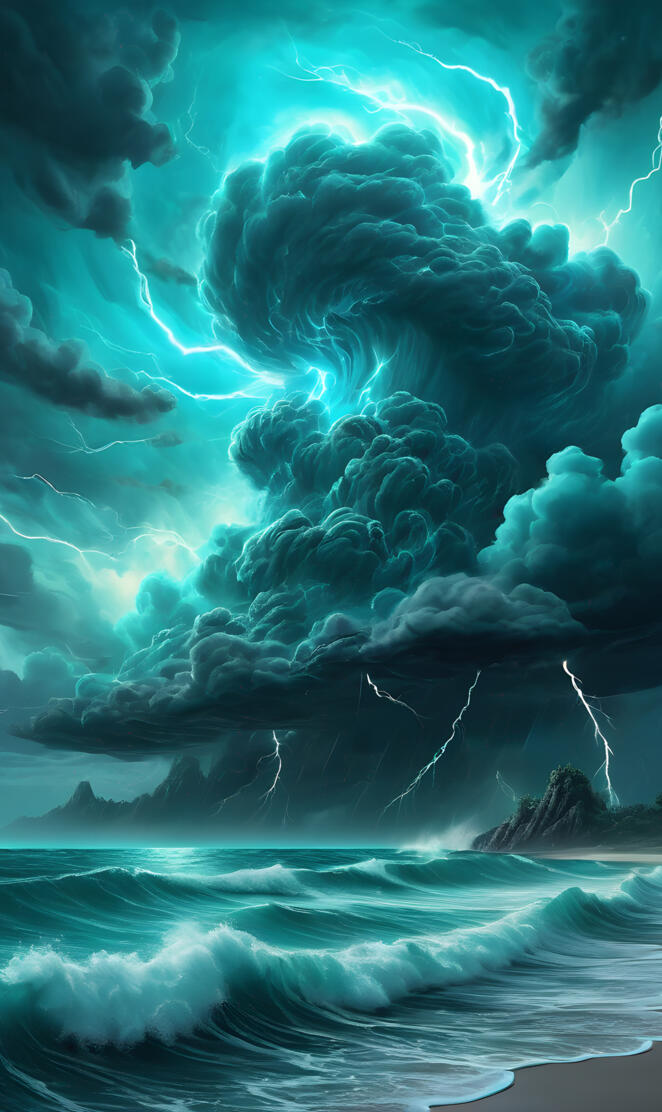 a large storm cloud over a beach