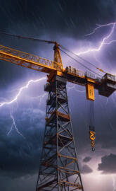 a large crane with a blue sky