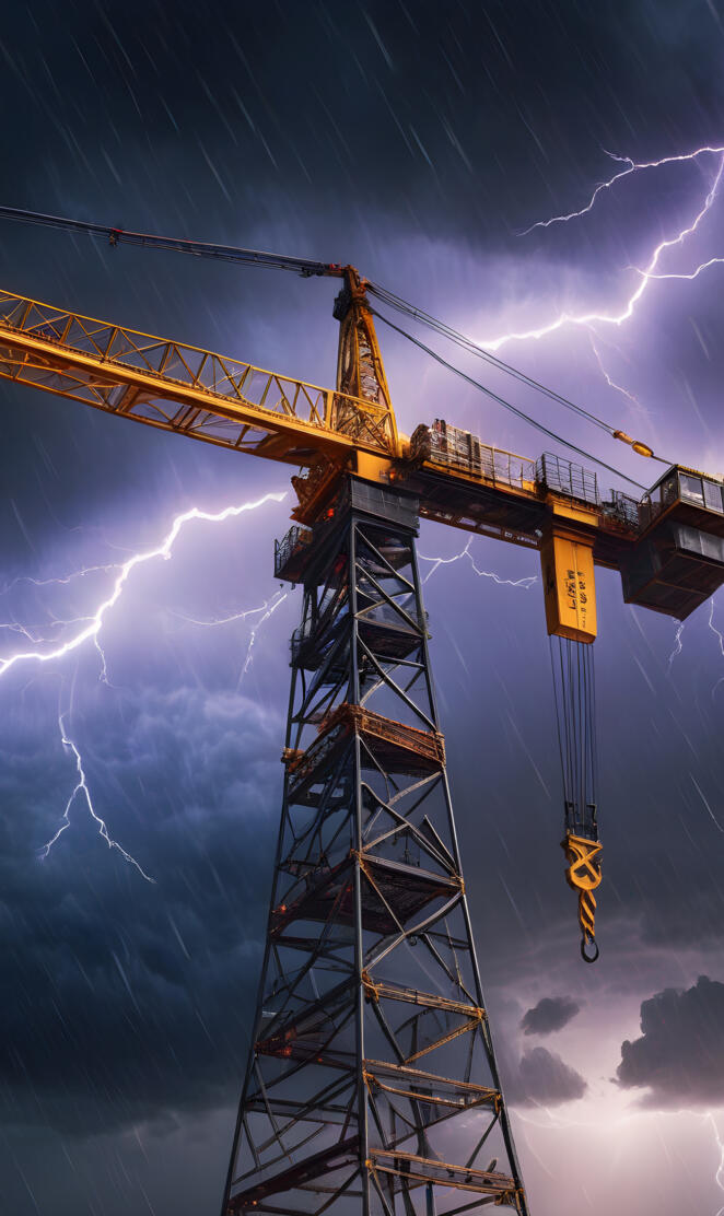 a large crane with a blue sky