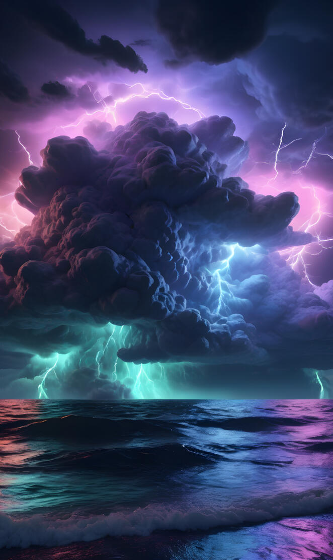 lightning striking a rock formation