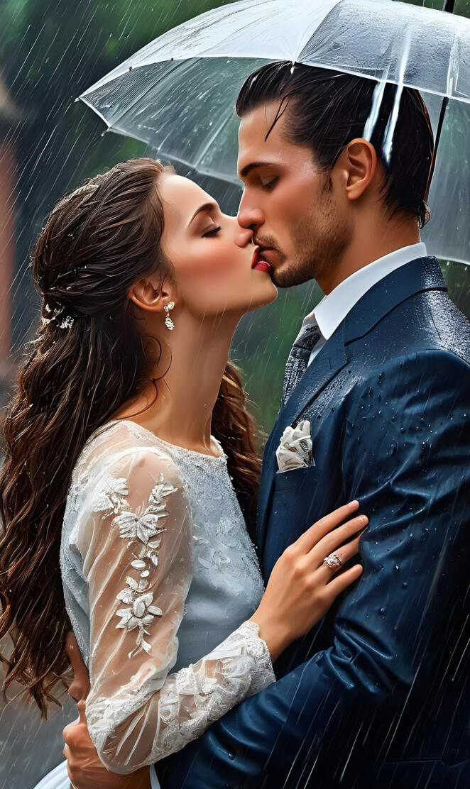 kissing in the rain
