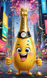 Champagne bottle character