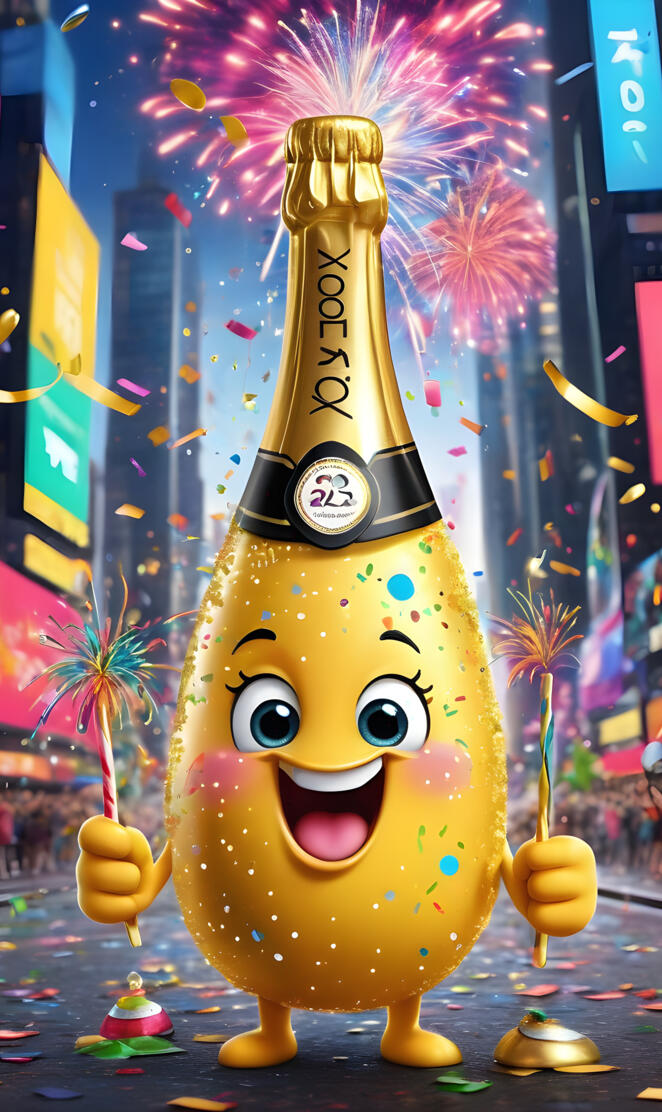 Champagne bottle character