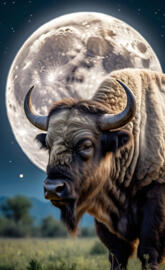 a buffalo with horns