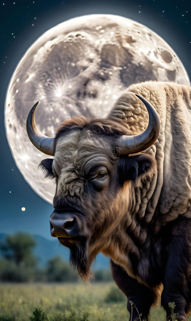 a buffalo with horns