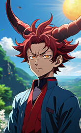 tanjiro with horns 😈