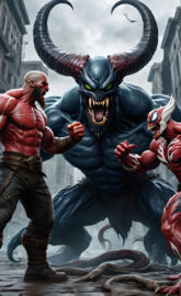 Venomized Hulk Demon horns with Kratos and Red Hulk Fused Venom