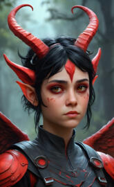 pixie in red and black