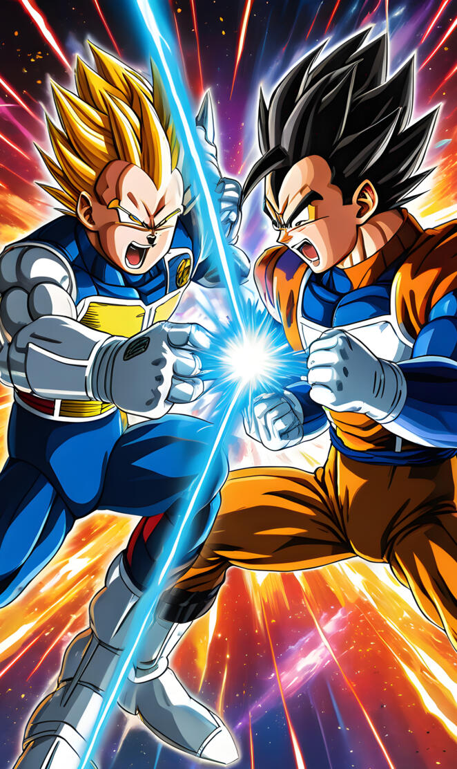 Goku and Vegeta fighting beta
(I tried)