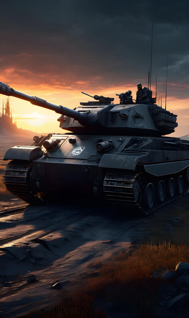 Panzer im Sonnenuntergang