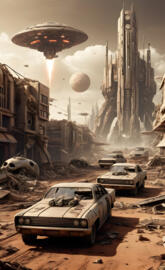 a destroyed city street