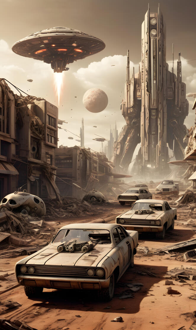 a destroyed city street