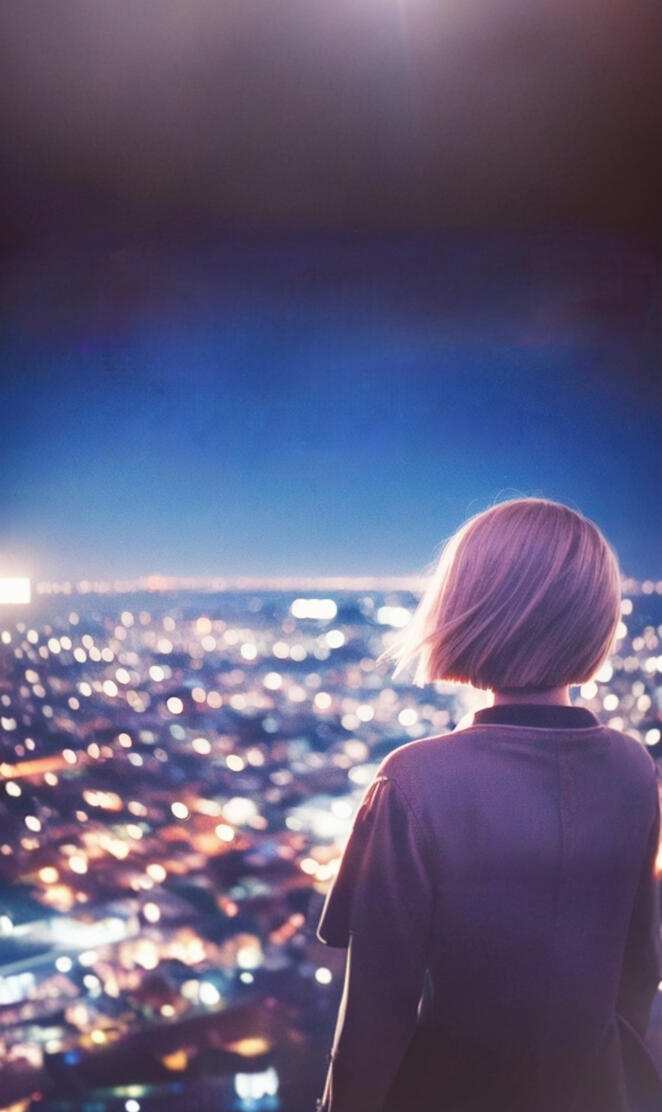 Girl watching the city night