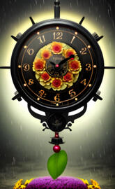 a clock with a weather vane