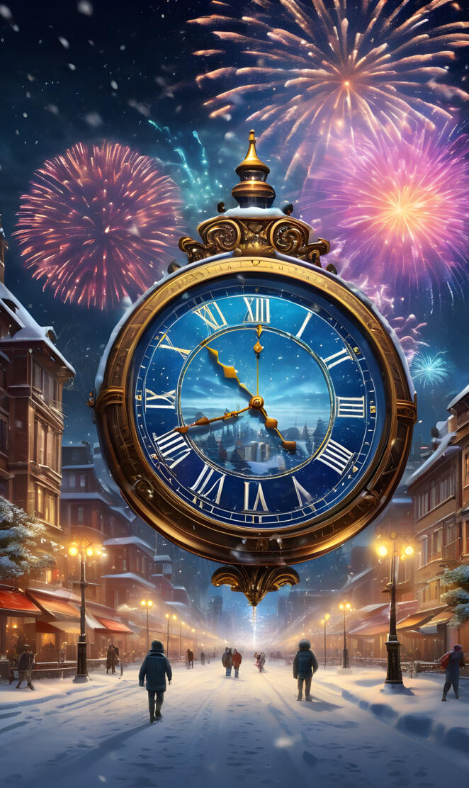 pocket watch and fireworks