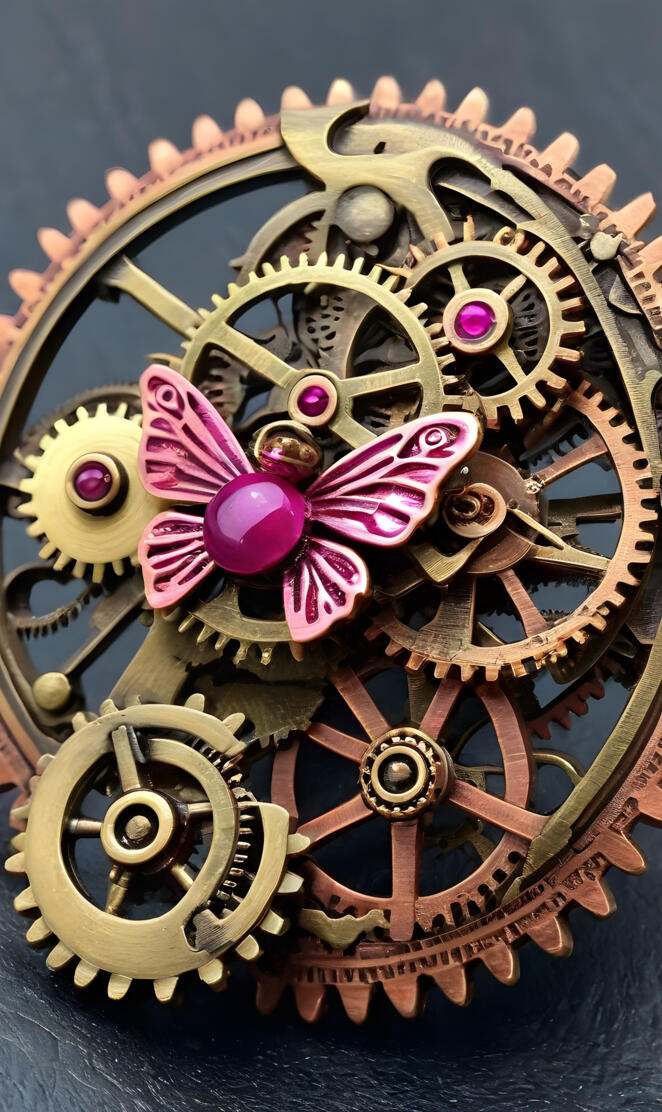 steampunk pink butterfly