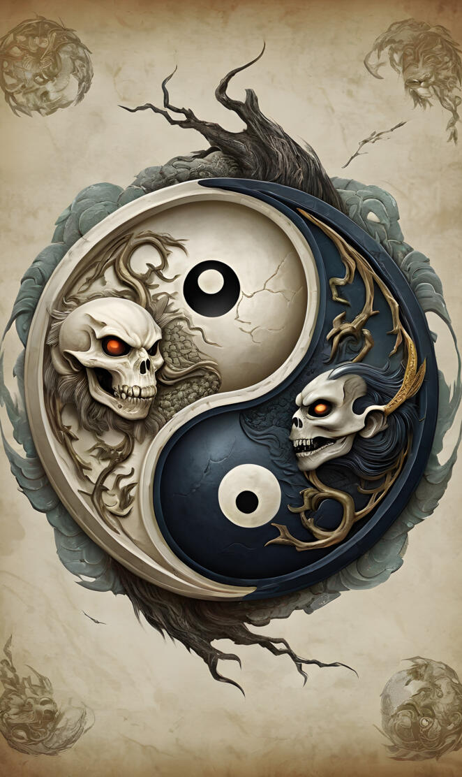 Skulls Yin Yang Chinese