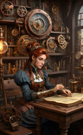 Alchemist working in the study