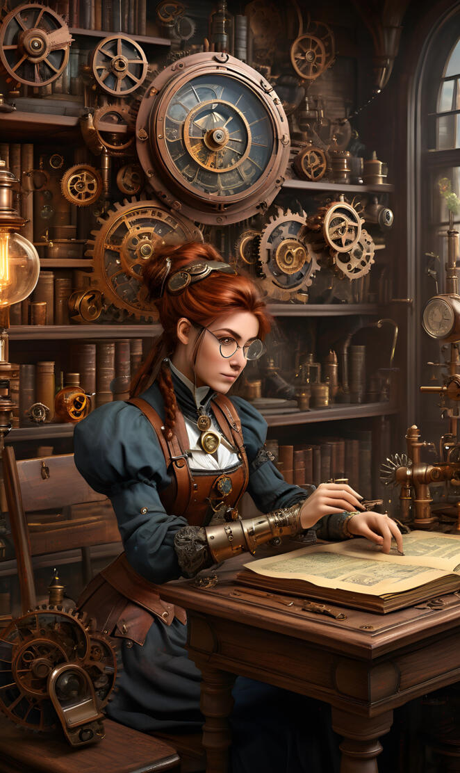 Alchemist working in the study
