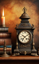 a clock with a candle on it