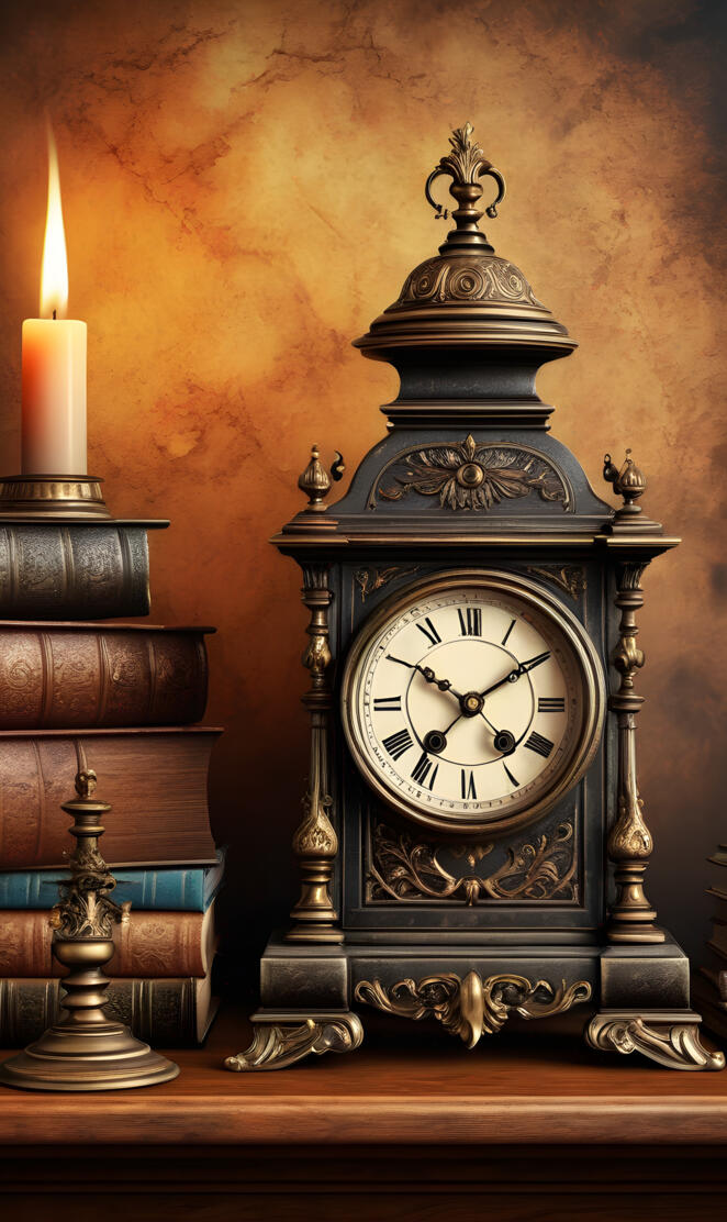 a clock with a candle on it