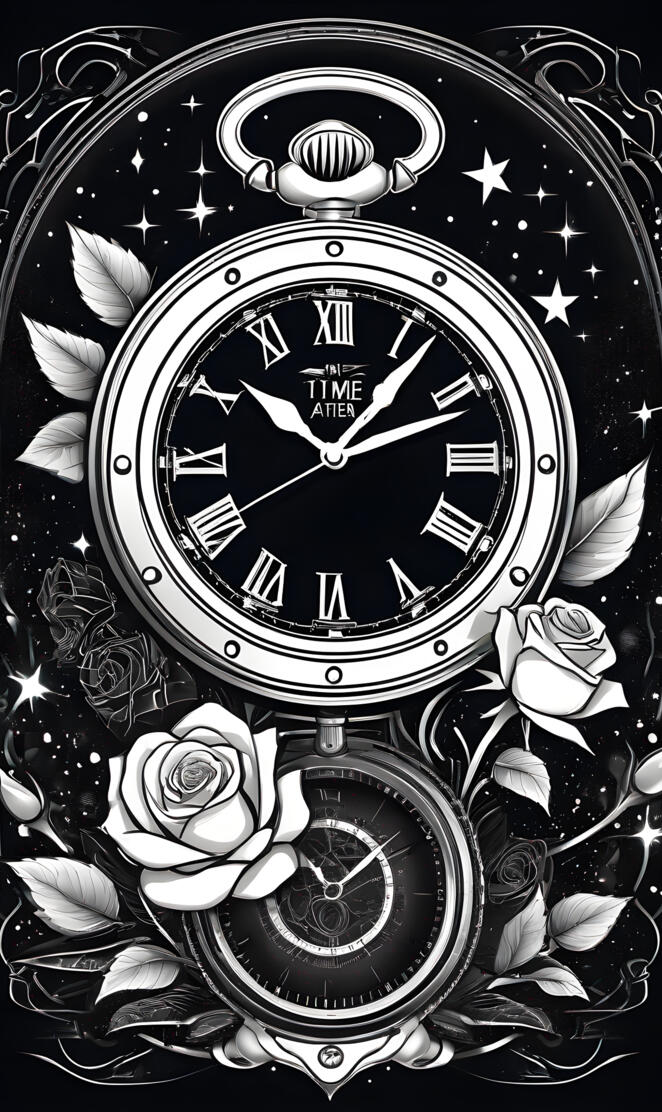 a black and white clock