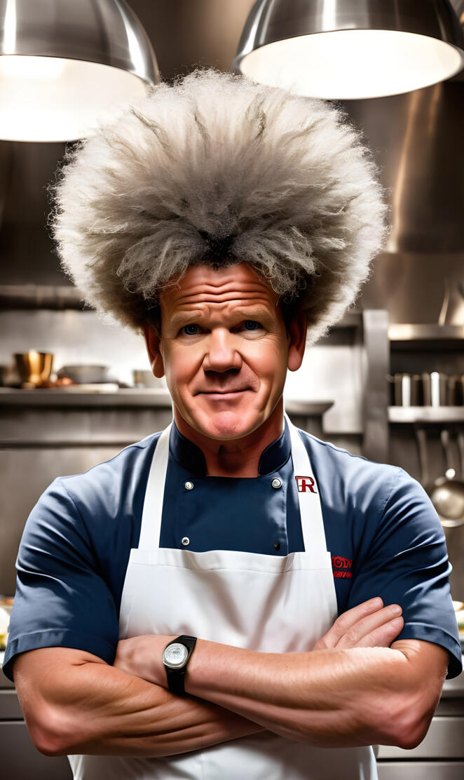Gordon Ramsay with a giant Afro