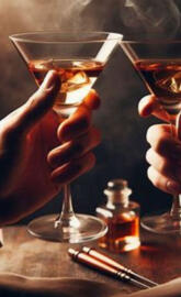 Glasses clicking together.