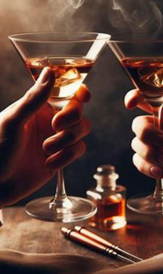 Glasses clicking together.